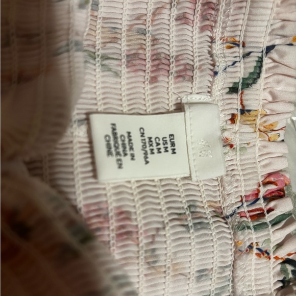 H&M sz Medium ladies floral smocked sundress straps or strapless feminine pink - Picture 9 of 15